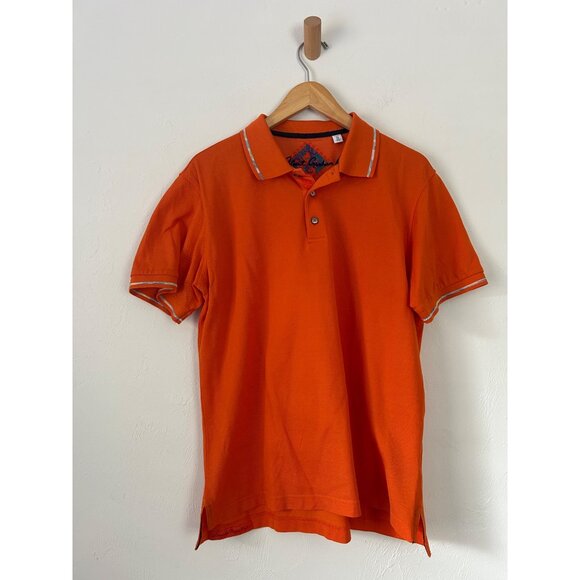 Robert Graham Men's Medium Orange Classic Polo Shirt Short Sleeve - Picture 2 of 11